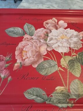 Red Floral Rose Wall Art Tray - Brand: